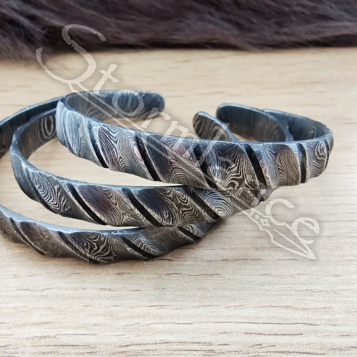 Twisted Bracelet, Damascus Steel