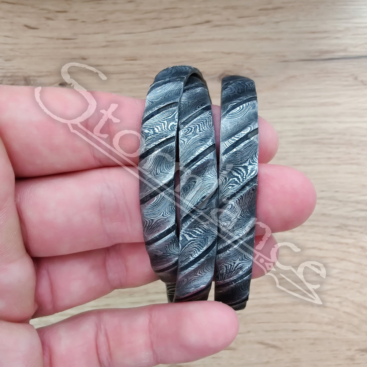 Twisted Bracelet, Damascus Steel