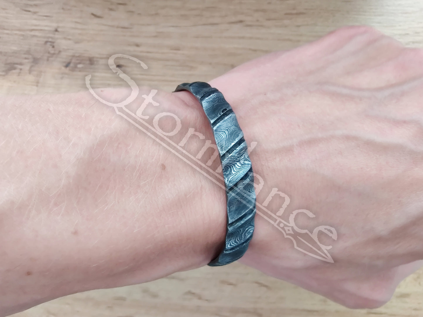 Twisted Bracelet, Damascus Steel