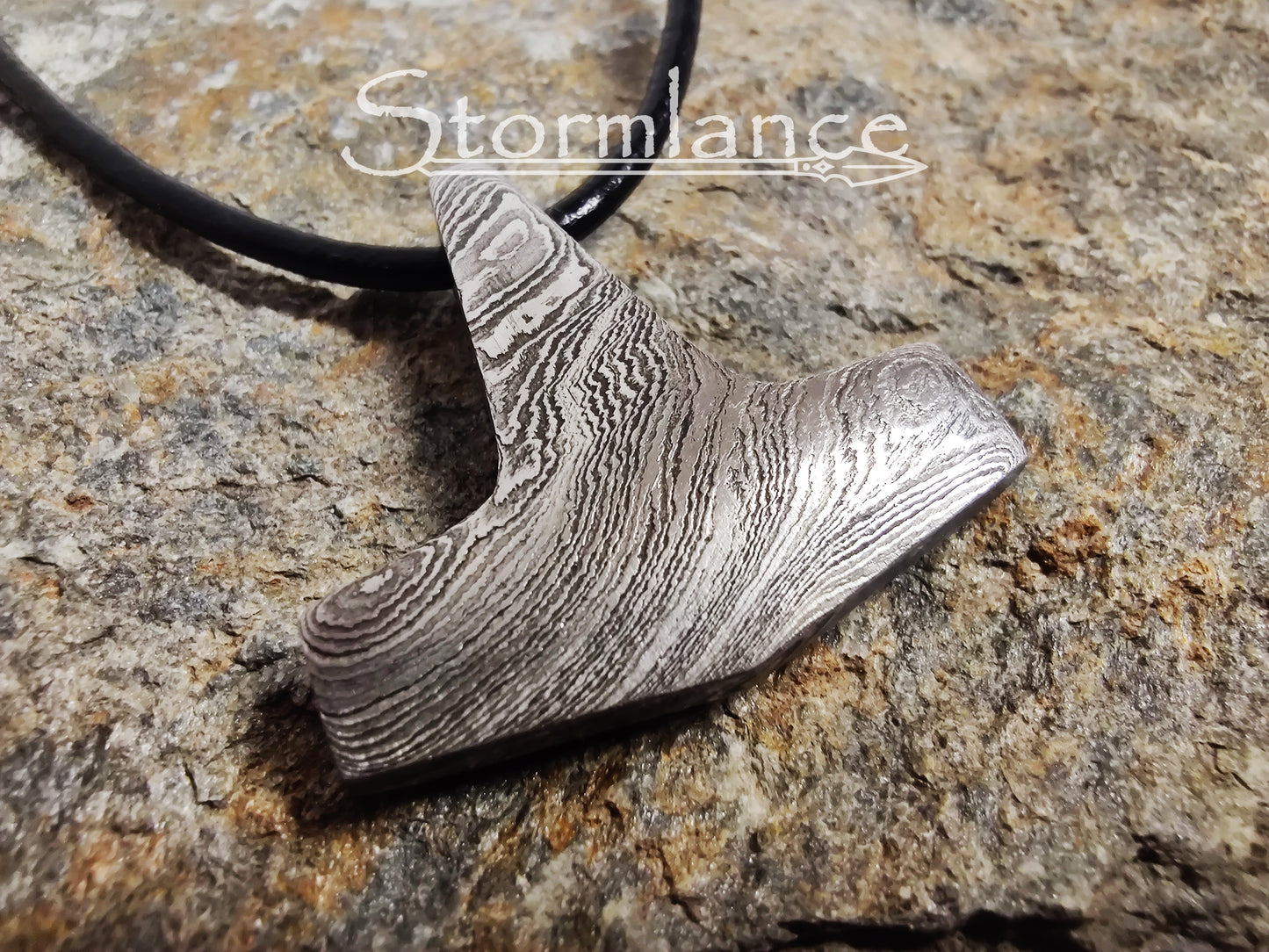 Mjolnir Pendant, Damascus Steel