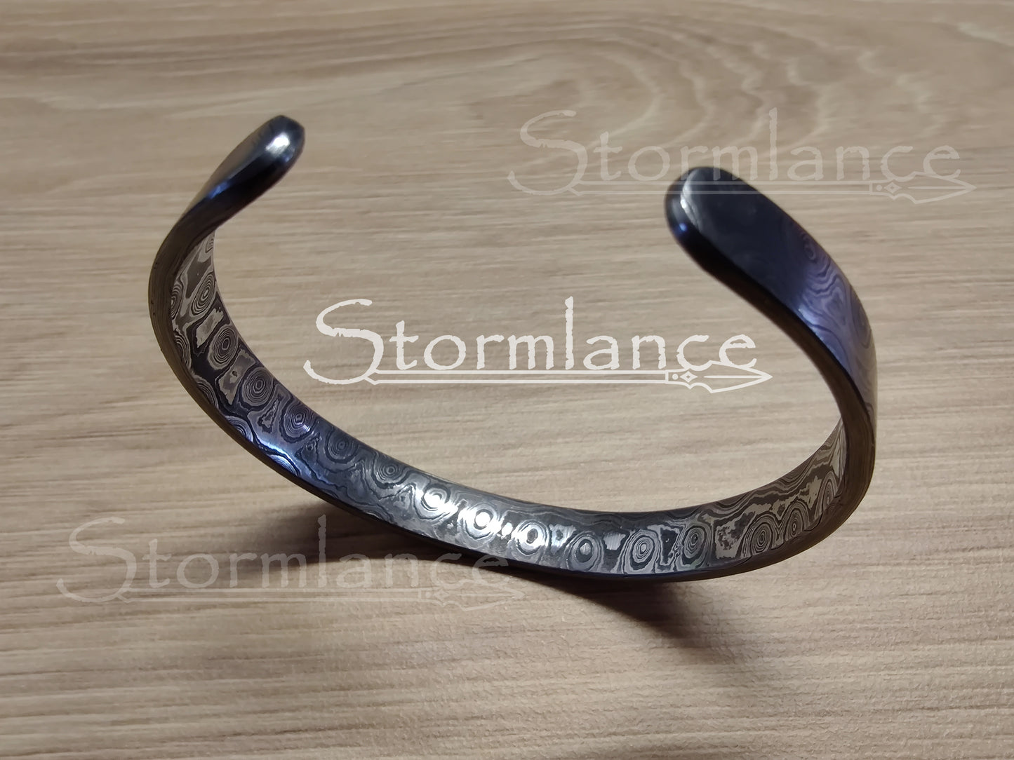 Oval Bracelet, Damascus Steel