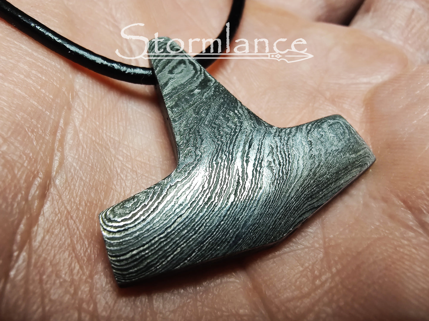 Mjolnir Pendant, Damascus Steel