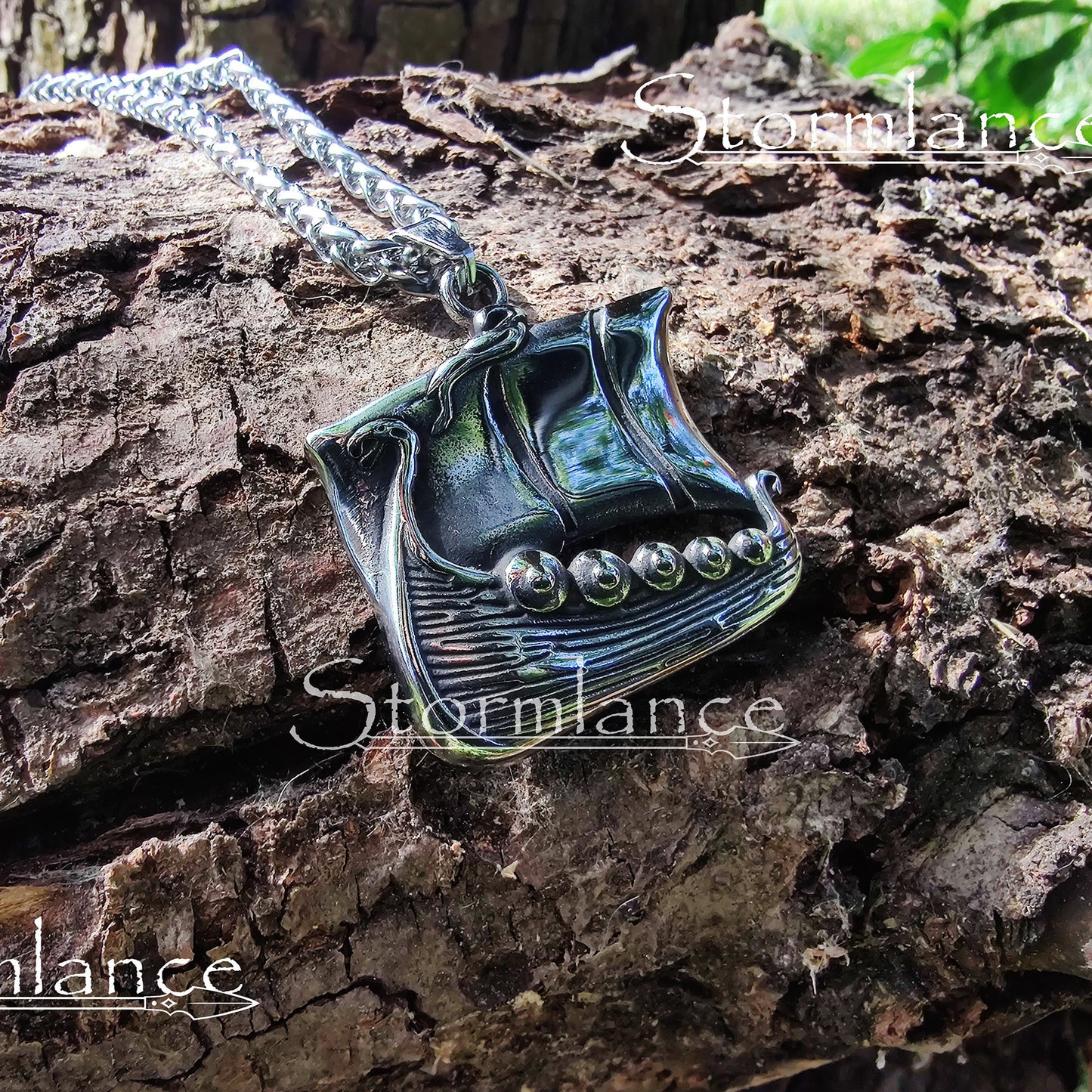 Viking Drakkar Ship Pendant, Stainless Steel