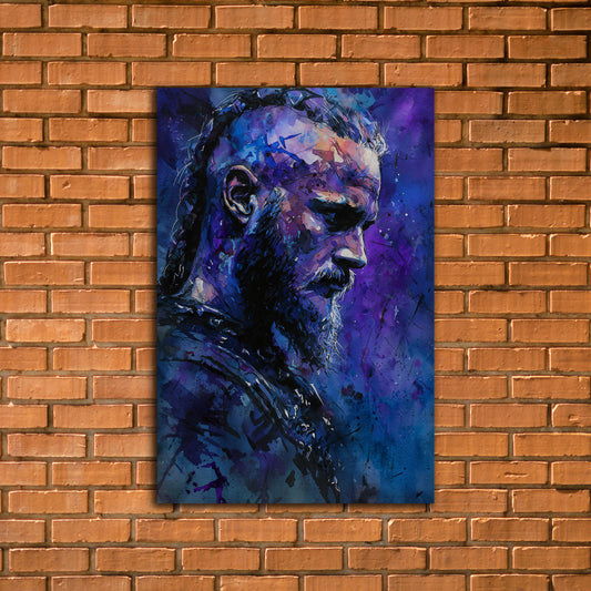 Ragnar Lothbrok Watercolor Poster (Purple & Black)