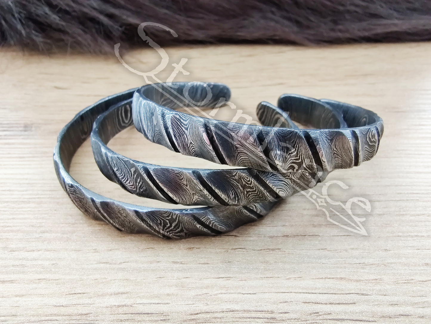 Twisted Bracelet, Damascus Steel