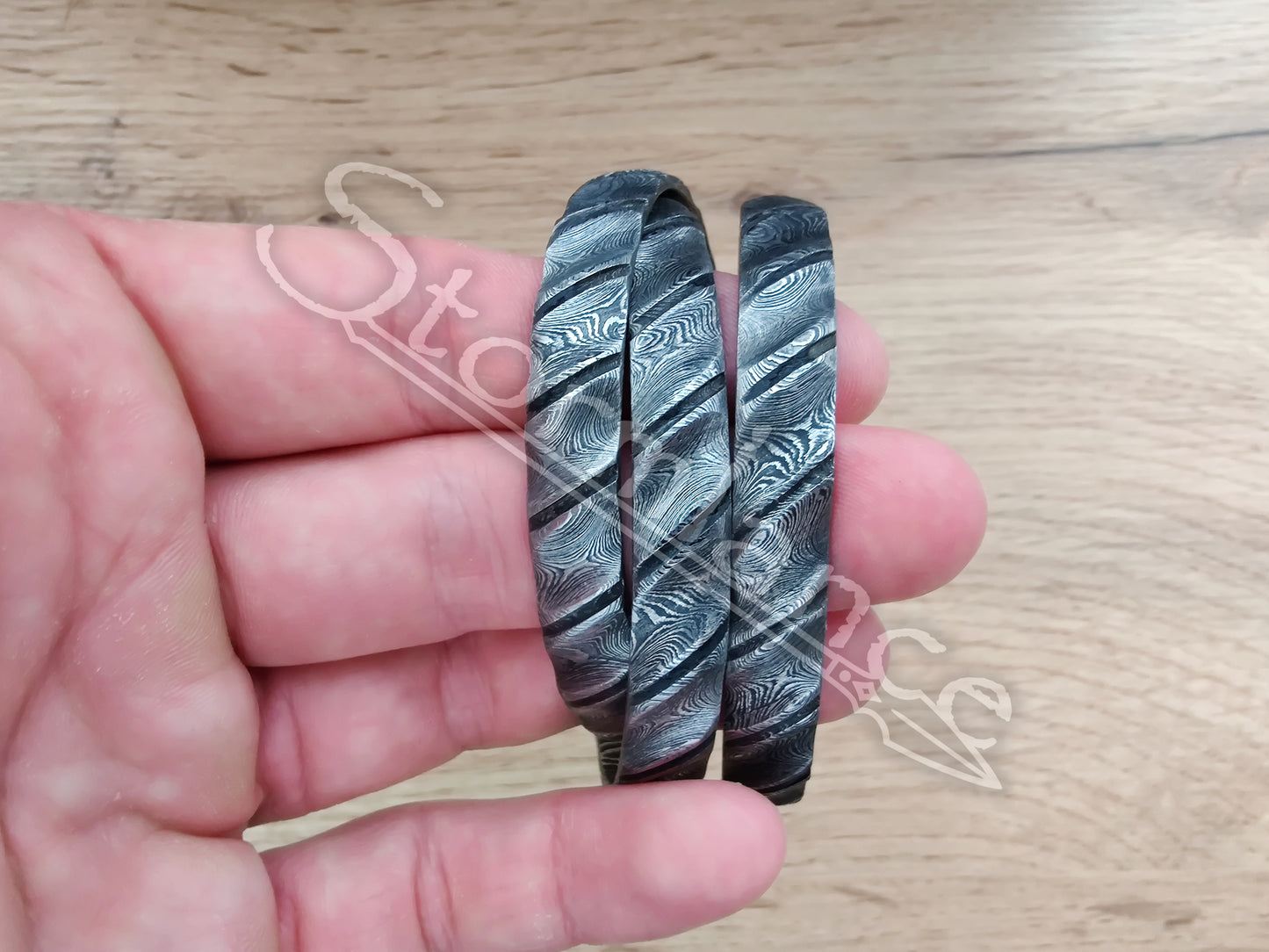 Twisted Bracelet, Damascus Steel