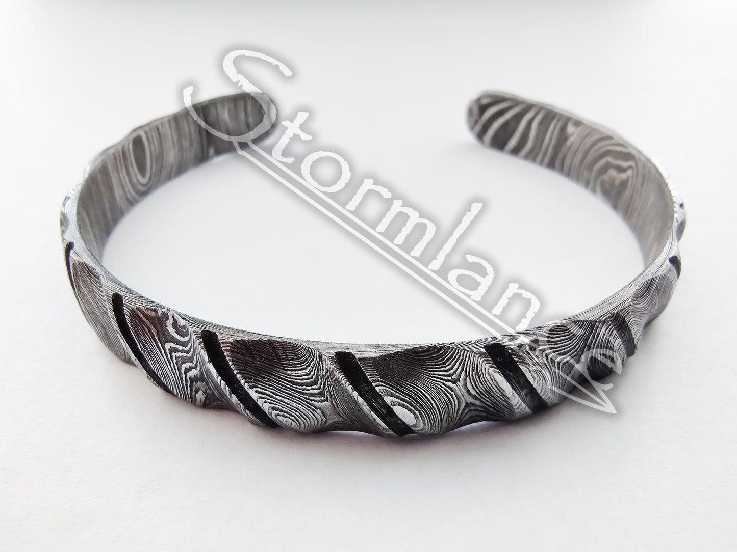 Twisted Bracelet, Damascus Steel