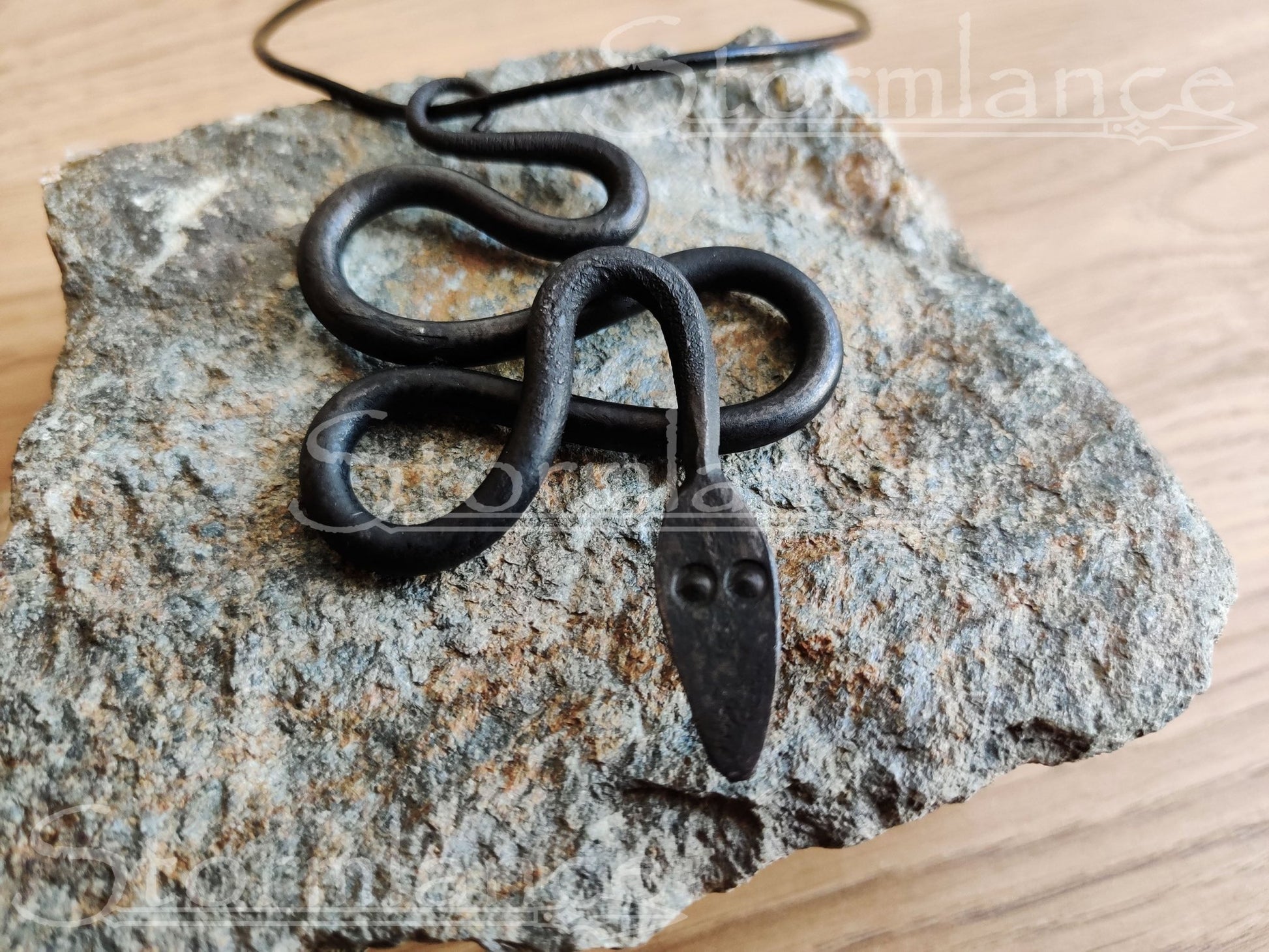 Hand - Forged Jörmungandr Pendant, Iron - Stormlance