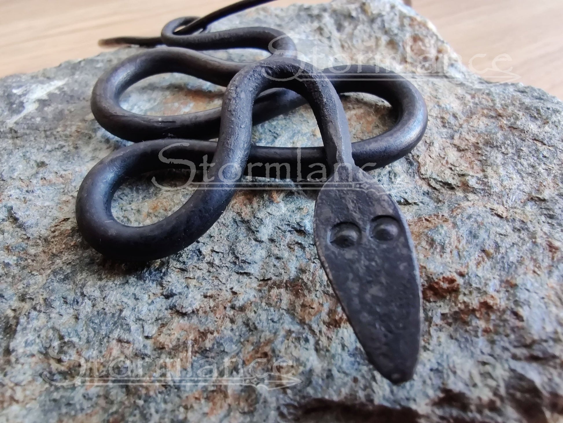 Hand - Forged Jörmungandr Pendant, Iron - Stormlance