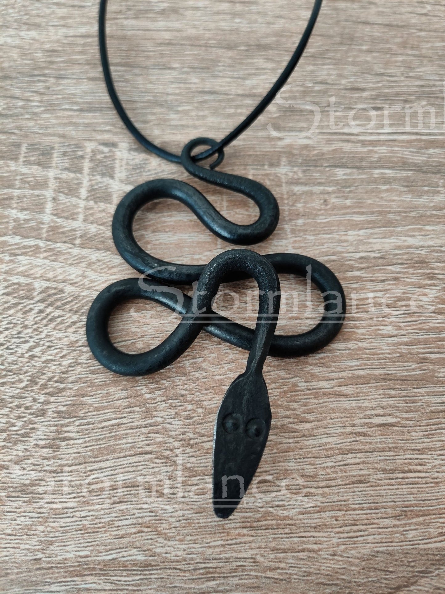 Hand - Forged Jörmungandr Pendant, Iron - Stormlance