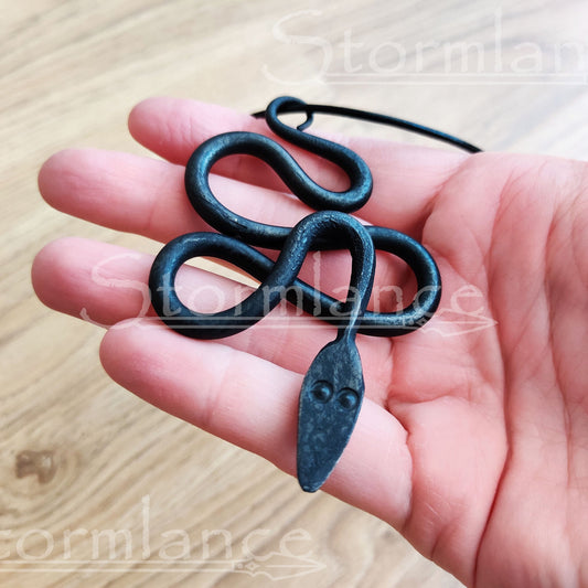 Hand - Forged Jörmungandr Pendant, Iron - Stormlance