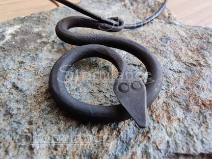 Hand - Forged Nidhöggr Pendant, Iron - Stormlance