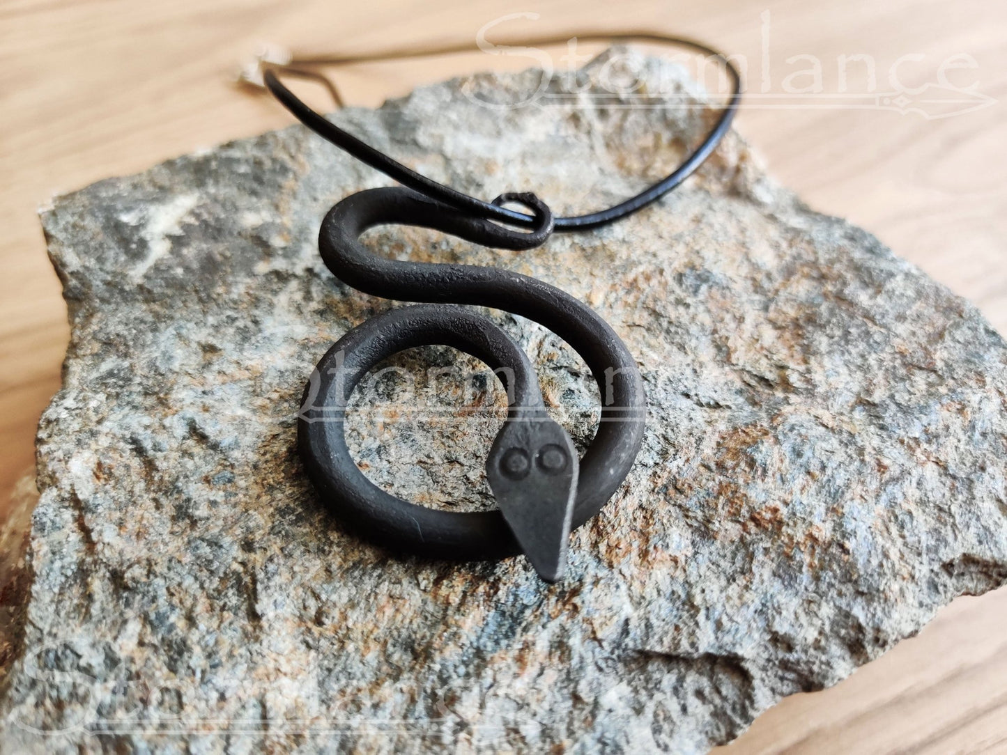 Hand - Forged Nidhöggr Pendant, Iron - Stormlance