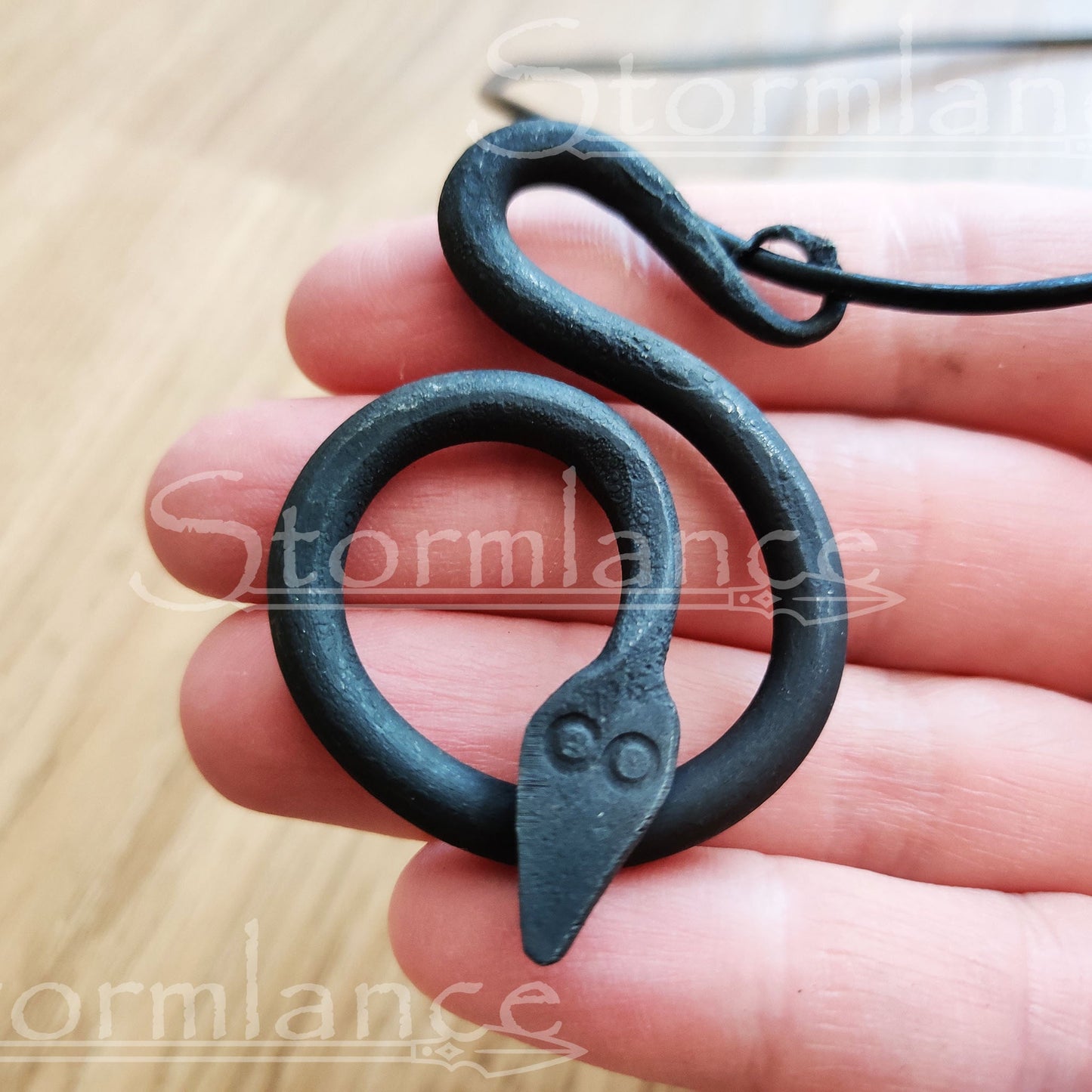 Hand - Forged Nidhöggr Pendant, Iron - Stormlance