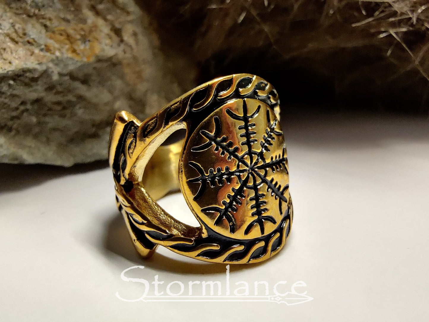 Helm of Awe Ring, Stainless Steel - Stormlance