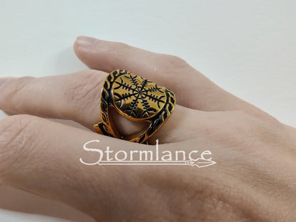 Helm of Awe Ring, Stainless Steel - Stormlance