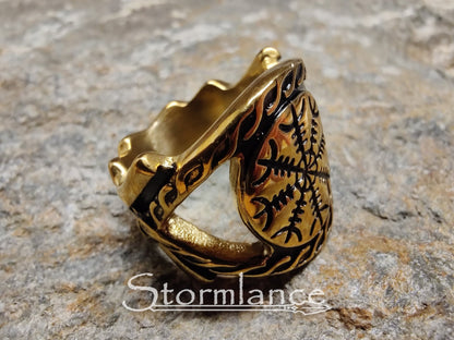 Helm of Awe Ring, Stainless Steel - Stormlance