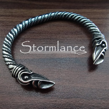 Huginn and Muninn Arm Ring, Stainless Steel - Stormlance