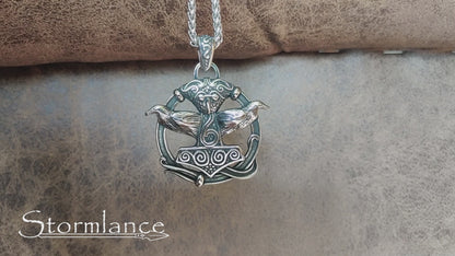 Mjolnir Raven Pendant, Stainless Steel