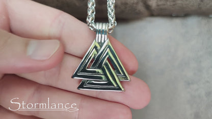 Valknut Pendant, Stainless Steel