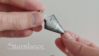 Arrowhead Pendant, Damascus Steel