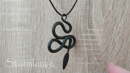 Hand-Forged Jörmungandr Pendant, Iron