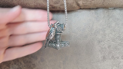 Mjolnir Raven Pendant, Stainless Steel