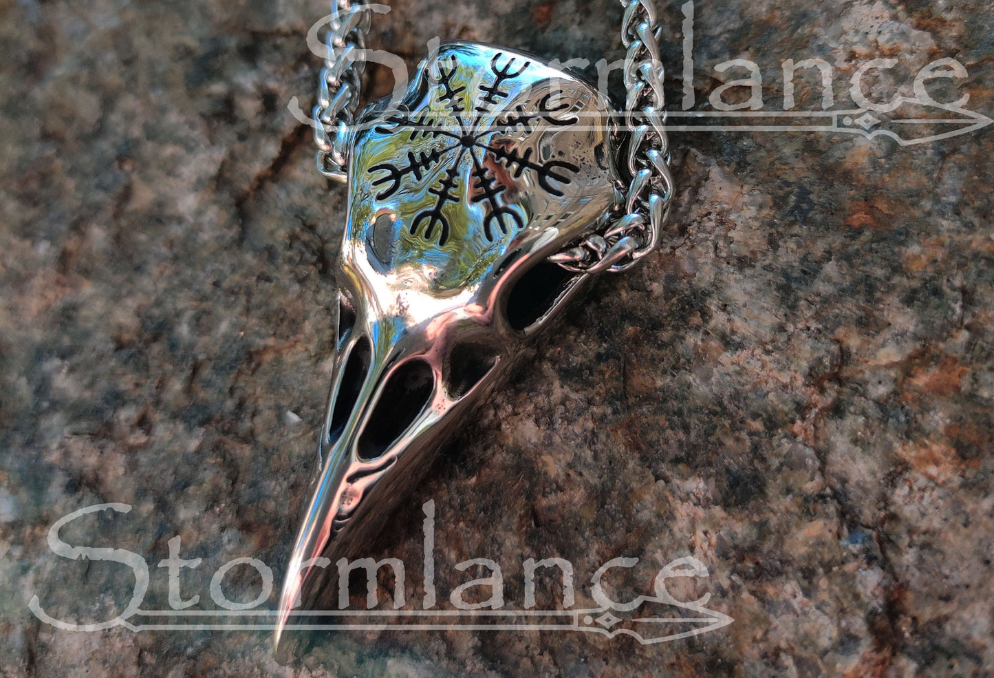 Raven Skull Pendant, Stainless Steel