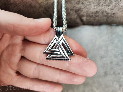 Valknut Pendant, Stainless Steel