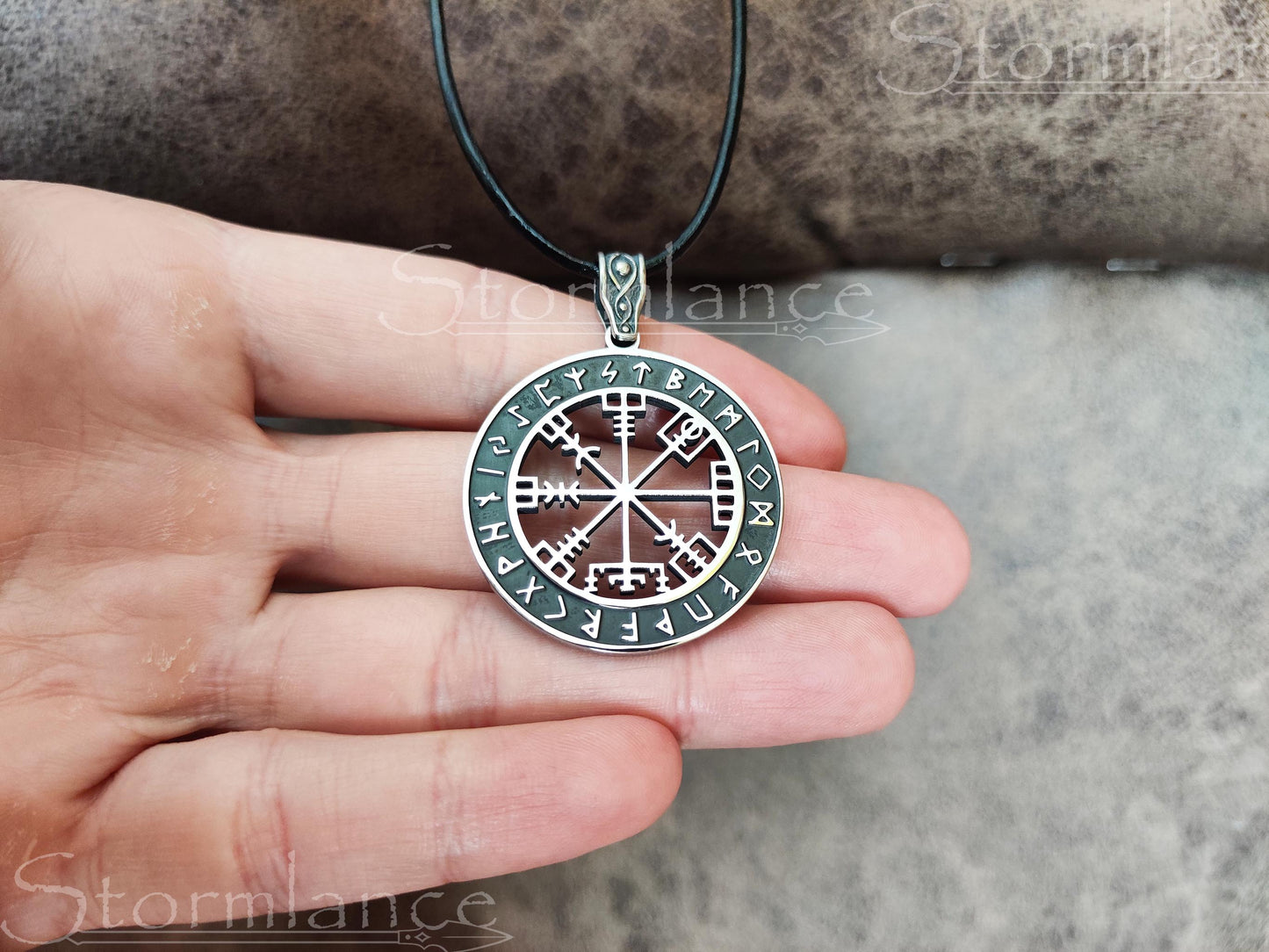 Vegvisir Rune Pendant, Stainless Steel