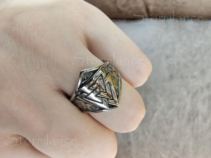 Valknut Ring, Stainless Steel