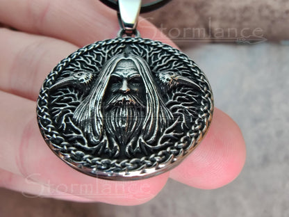 Odin Raven Pendant, Stainless Steel