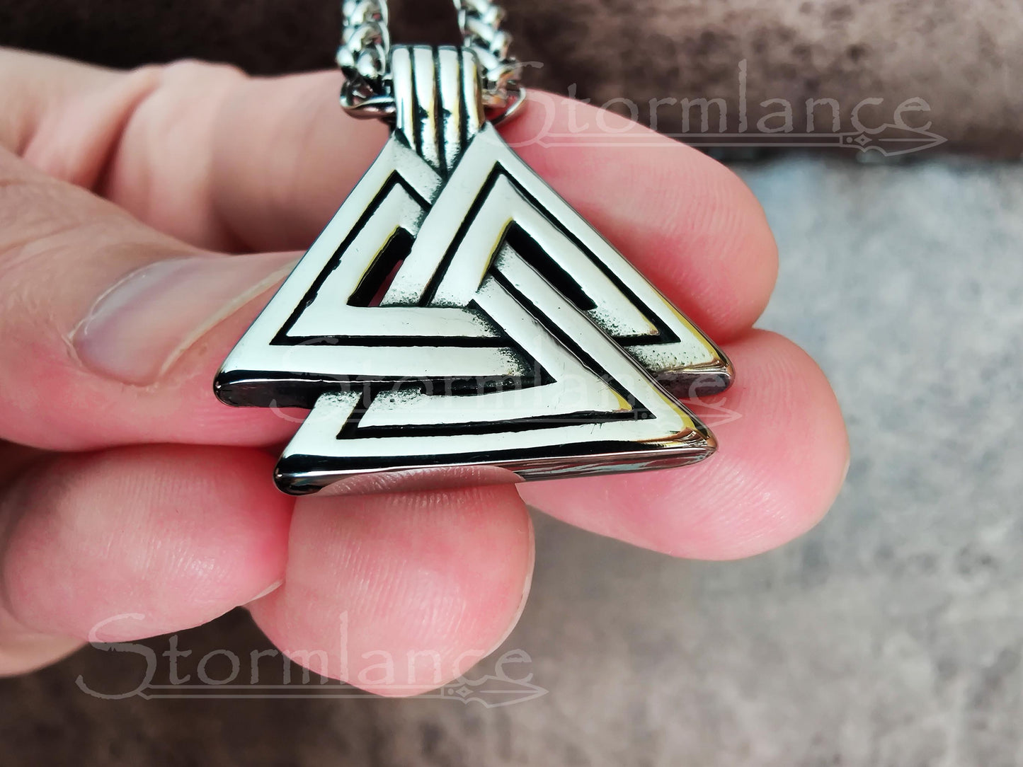 Valknut Pendant, Stainless Steel