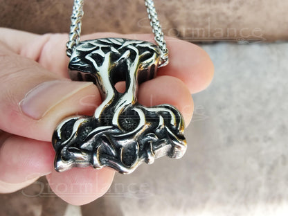 Mjolnir - Yggdrasil Pendant, Stainless Steel