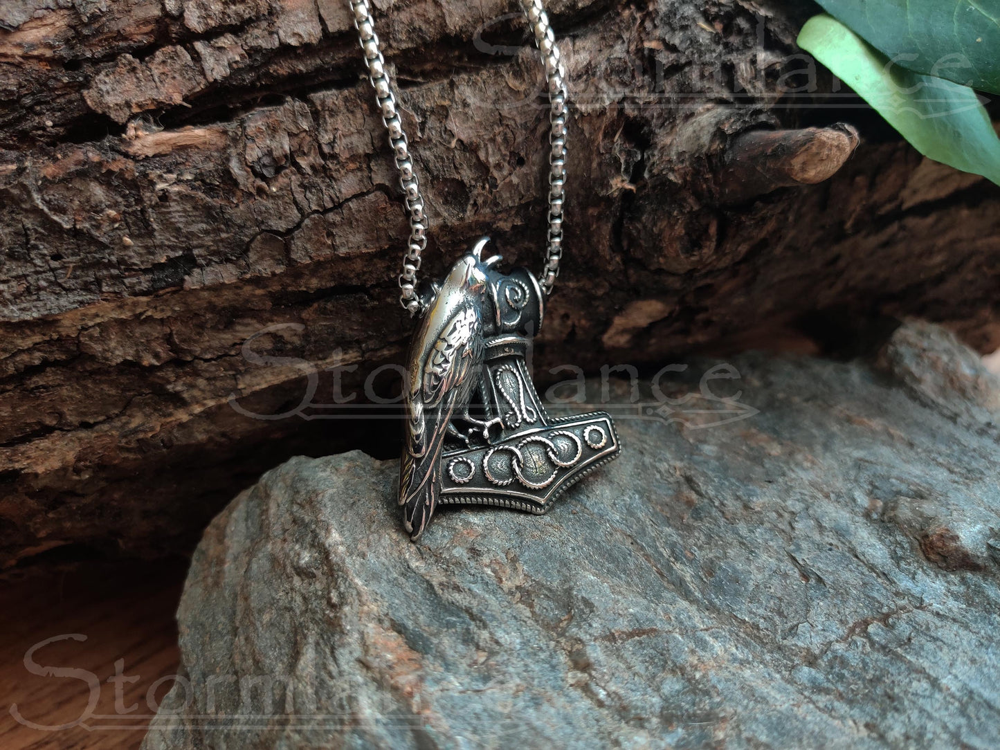 Mjolnir Raven Pendant, Stainless Steel