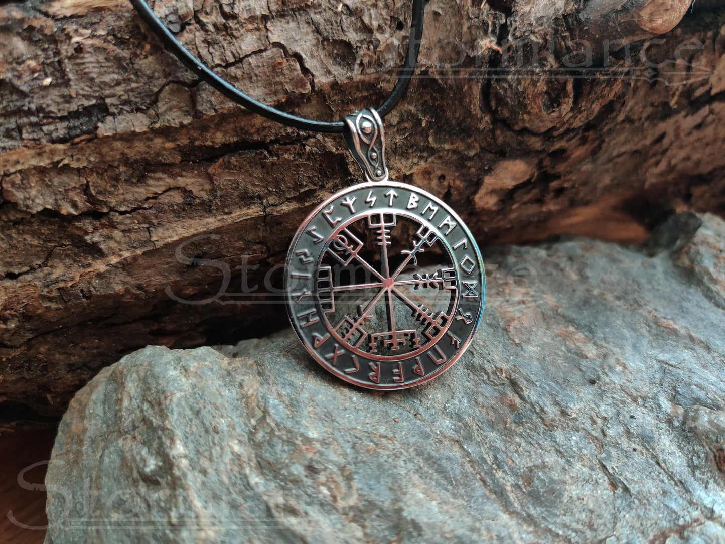 Vegvisir Rune Pendant, Stainless Steel