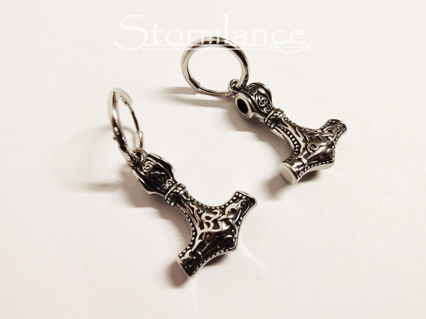 Thor's Hammer Earrings, Stainless Steel