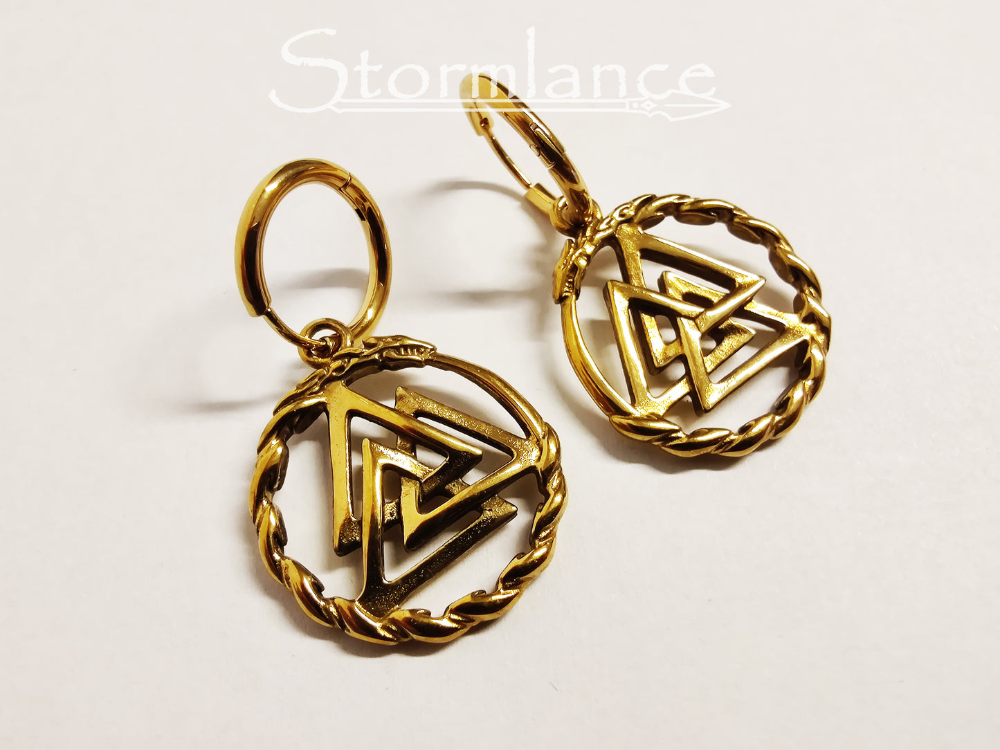 Valknut Earrings, Stainless Steel