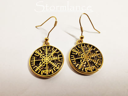 Vegvisir Earrings, Stainless Steel