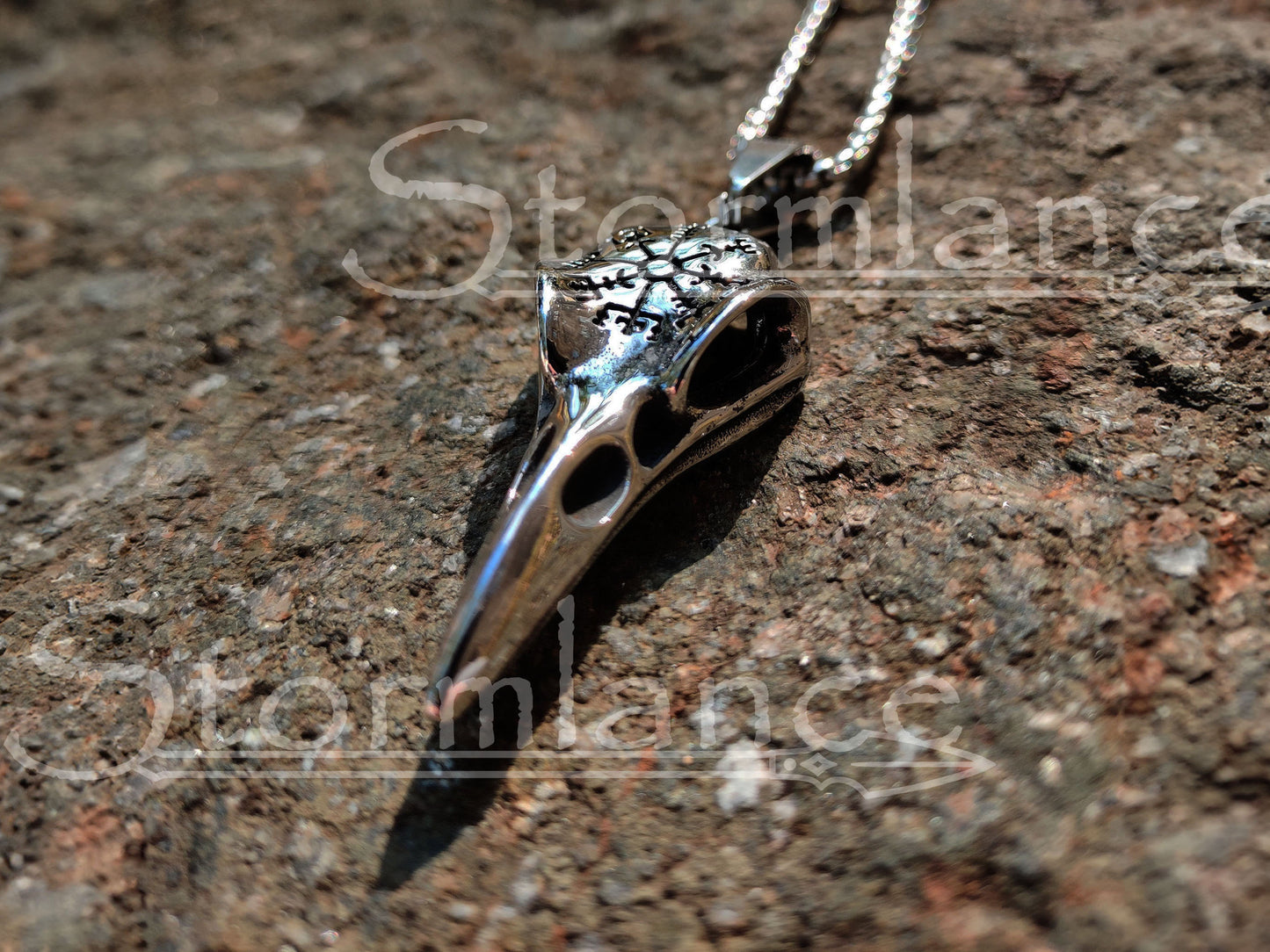 Raven Skull Pendant, Stainless Steel