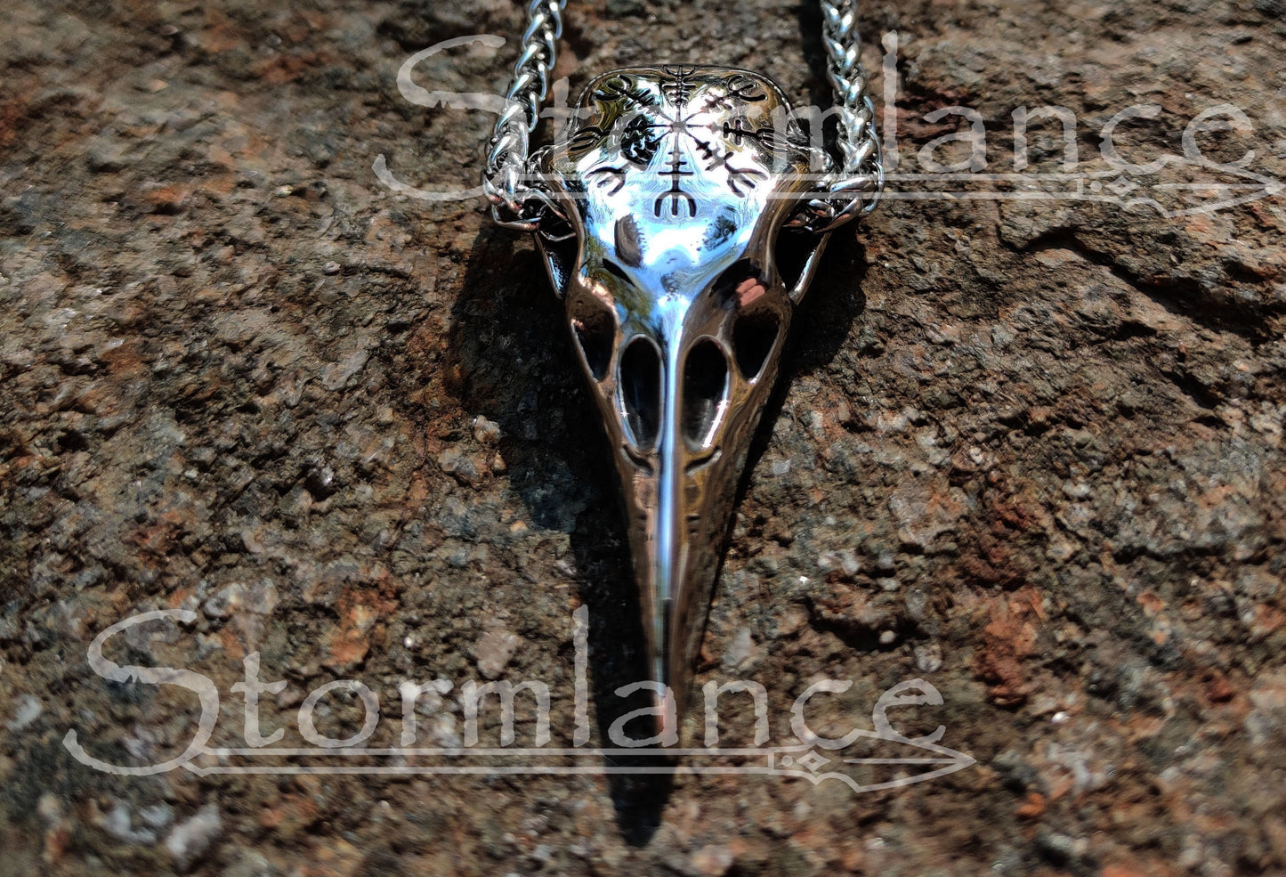 Raven Skull Pendant, Stainless Steel