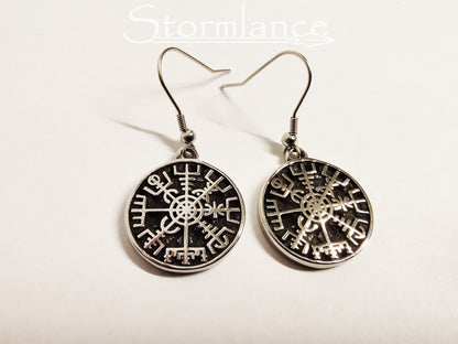 Vegvisir Earrings, Stainless Steel