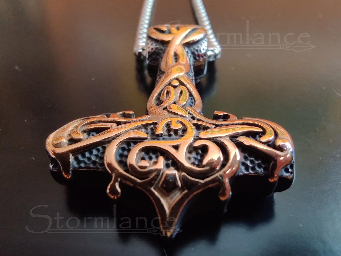 Mjolnir Pendant, Stainless Steel, Gold Plated