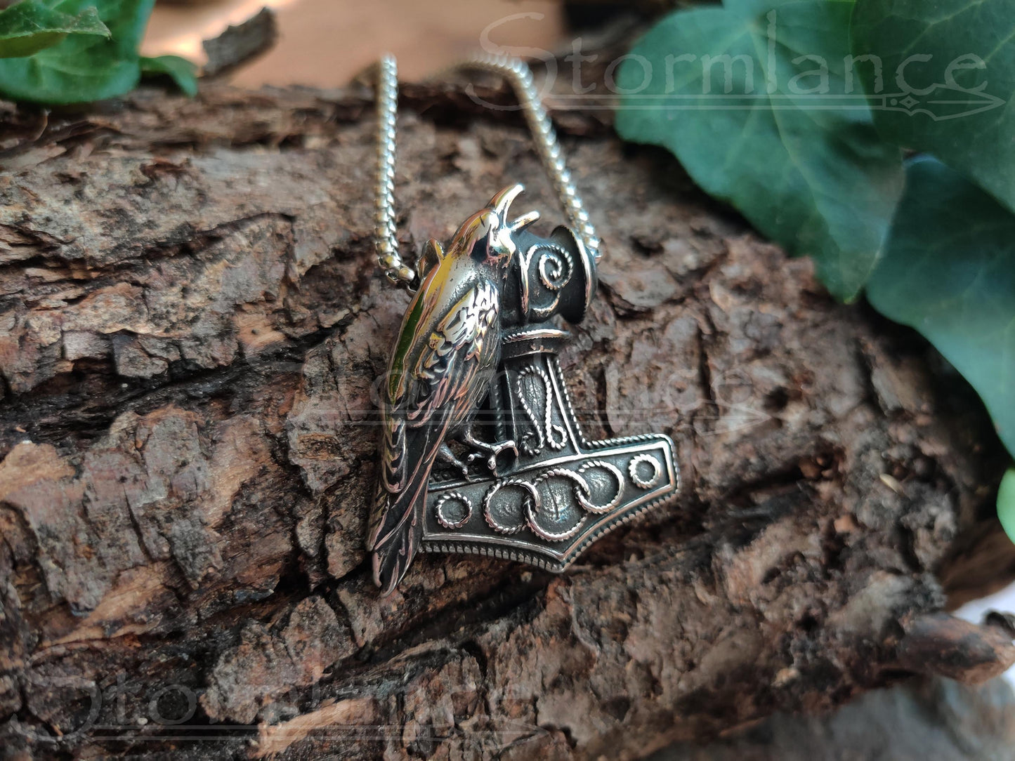 Mjolnir Raven Pendant, Stainless Steel