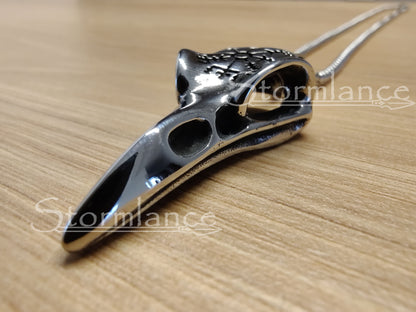 Raven Skull Pendant, Stainless Steel