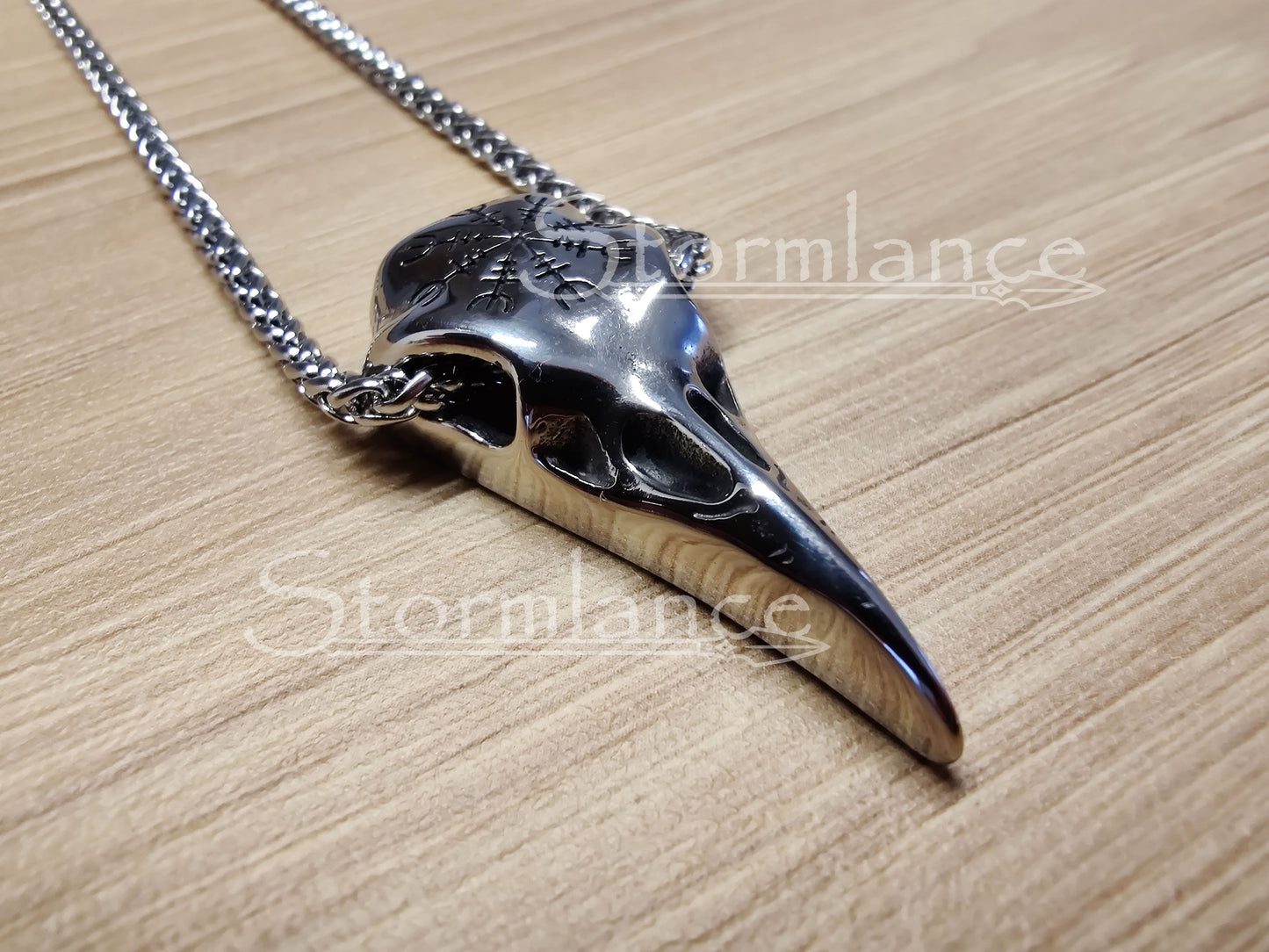 Raven Skull Pendant, Stainless Steel