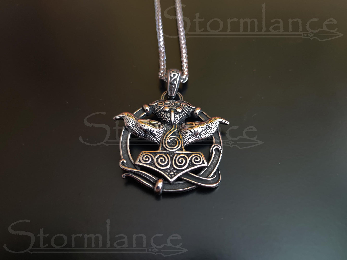 Mjolnir Raven Pendant, Stainless Steel