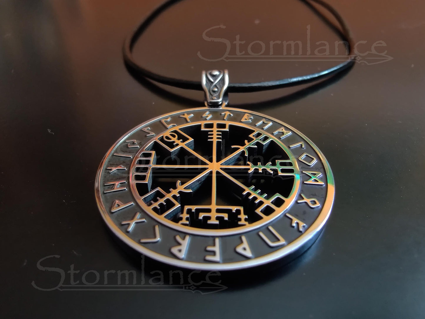 Vegvisir Rune Pendant, Stainless Steel