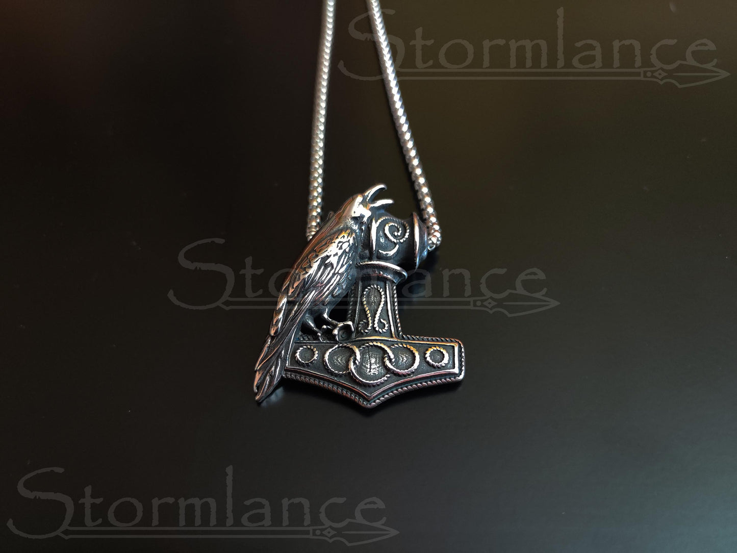 Mjolnir Raven Pendant, Stainless Steel