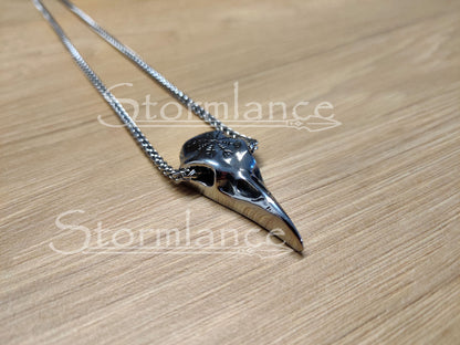 Raven Skull Pendant, Stainless Steel